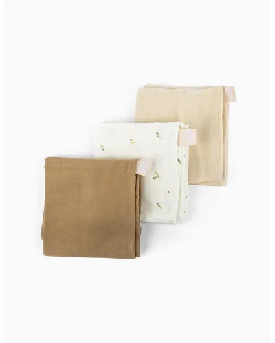Set de 3 linges en mousseline Crème Lovely Doomoo