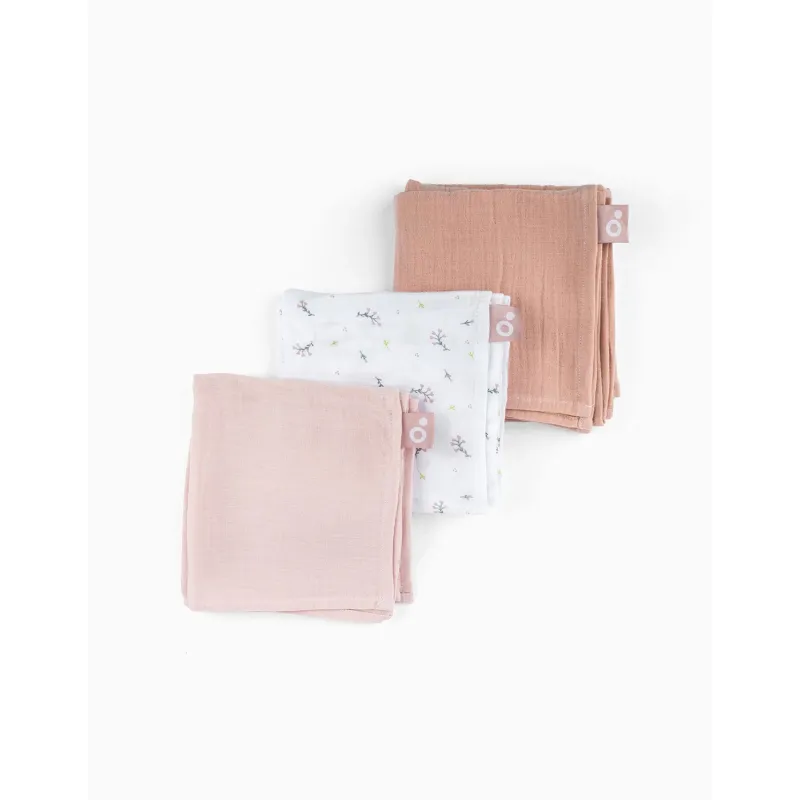Set de 3 langes en mousseline flower pink lovely | la maison du bebe Set de 3 langes en mousseline flower pink lovely | la maison du bebe