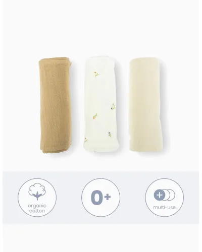 Lovely muslin squares set of 3 Cream Doomoo