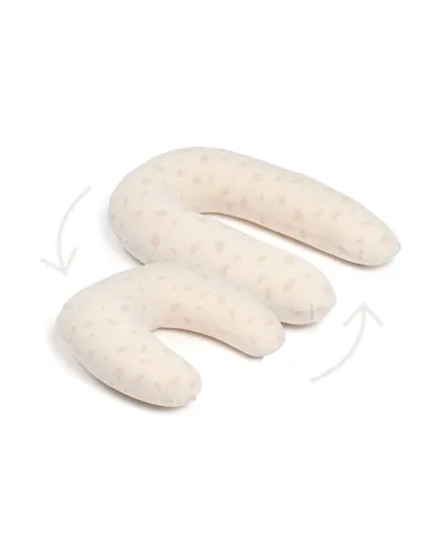Coussin de grossesse et d’allaitement Twisty 2 en 1 Petals Latte Doomoo, motif pétales