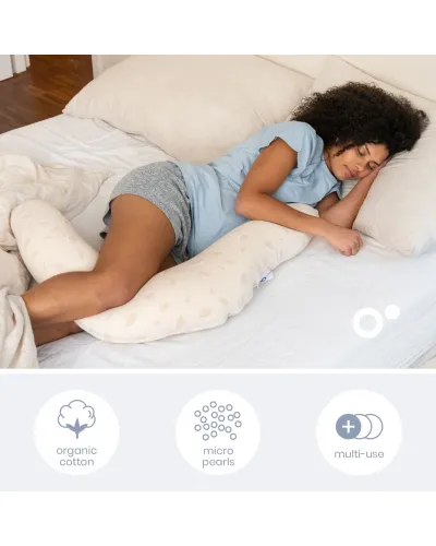 Twisty 2-in-1 pregnancy and nursing pillow Petals Latte Doomoo