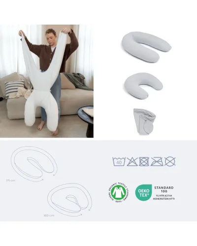 Twisty 2-in-1 pregnancy pillow Pearl Grey Doomoo