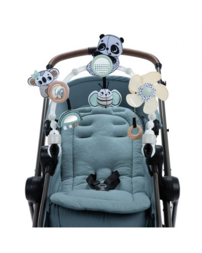 Arche de poussette Sunny Stroll Black & White Tiny Love avec jouets suspendus noir et blanc
