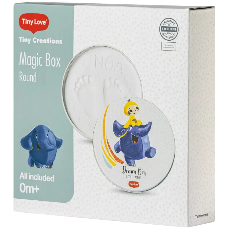 Boîte à empreintes bébé Magic Box ronde en métal Tiny Creations Tiny Love