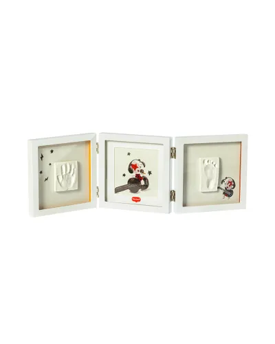 Cadre d’empreintes bébé Double Frame blanc à 3 panneaux Tiny Creations Tiny Love
