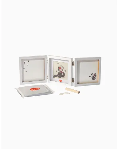 Cadre d’empreintes bébé Double Frame blanc à 3 panneaux Tiny Creations Tiny Love