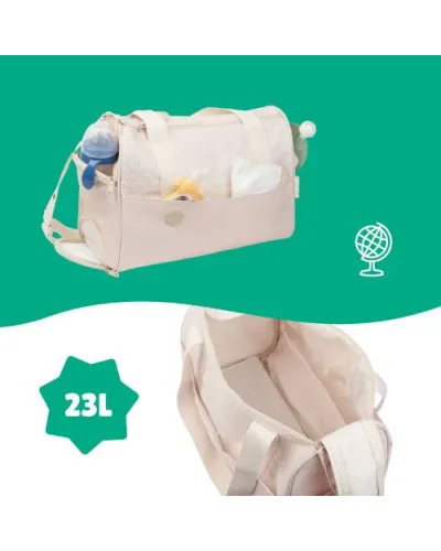 Sac à langer Pocketstyle crème à fond plat, Badabulle