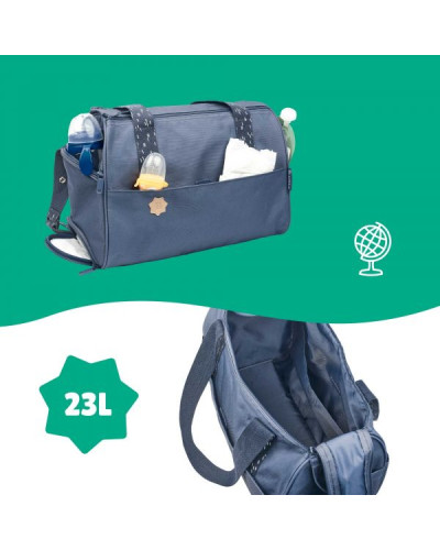 Sac à langer Pocketstyle bleu avec accessoires, Badabulle