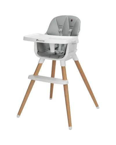 Chaise haute Abelia Mineral Gray de Bébé Confort, design scandinave avec pieds en bois