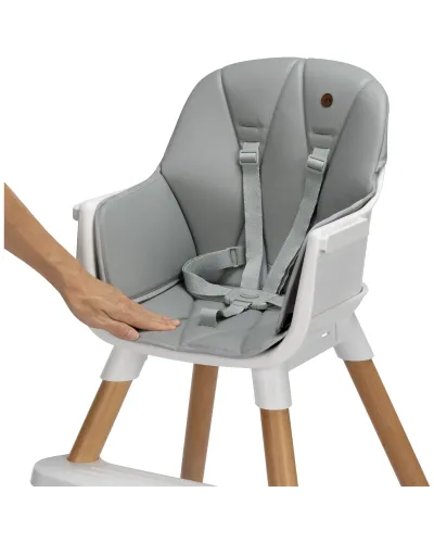 Chaise haute Abelia Mineral Gray de Bébé Confort, design scandinave avec pieds en bois