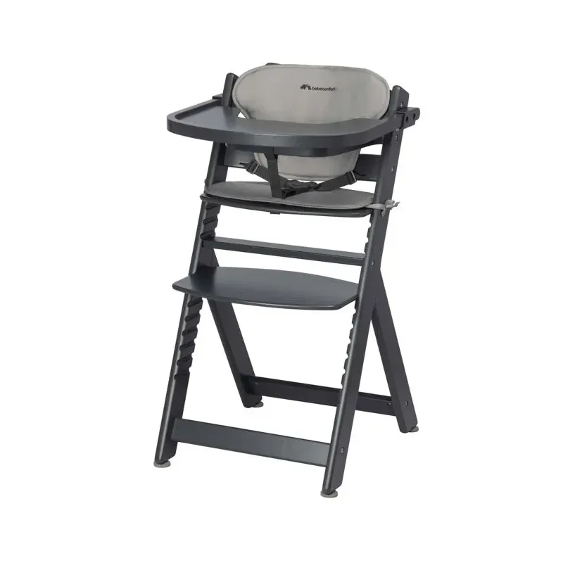 Trona de madera Timba con cojín Mineral Graphite Bébé Confort