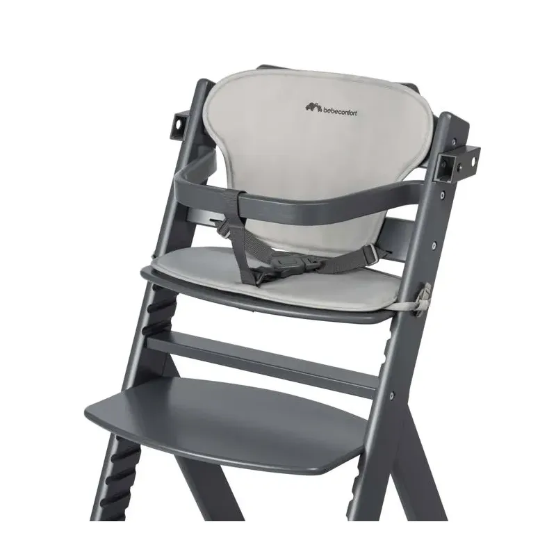 Trona de madera Timba con cojín Mineral Graphite Bébé Confort