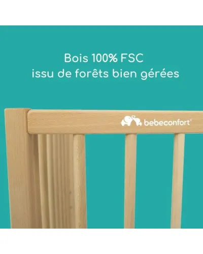 Lit à barreaux Poppy en bois naturel 60 x 120 cm de Bébé Confort