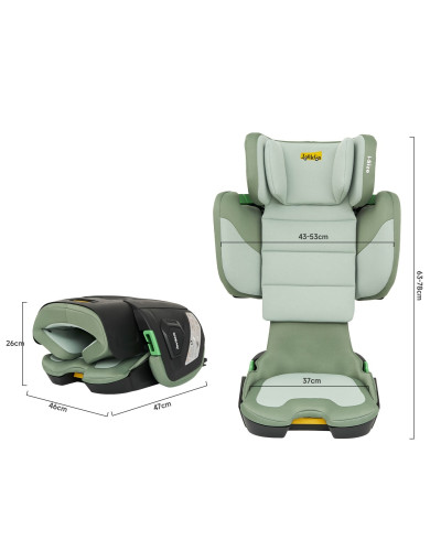 Rober i-Size ISOFIX foldable booster car seat green Jovikids