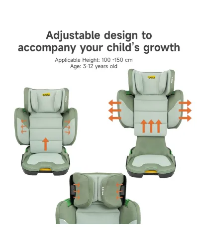 Silla de coche elevador plegable Rober i-Size ISOFIX verde Jovikids