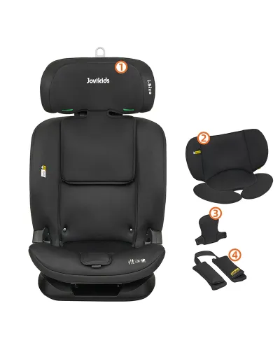 Siège auto pivotant 360° Ranger TT i-Size noir Jovikids, pour enfant de 40 à 150 cm