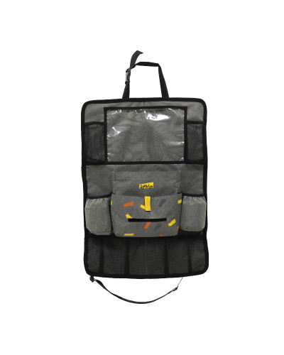 Organiseur de siège auto Jovikids avec poches et support tablette, fixé au dos du siège avant