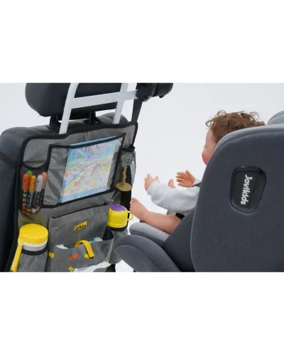 Organiseur de siège auto Jovikids avec poches et support tablette, fixé au dos du siège avant
