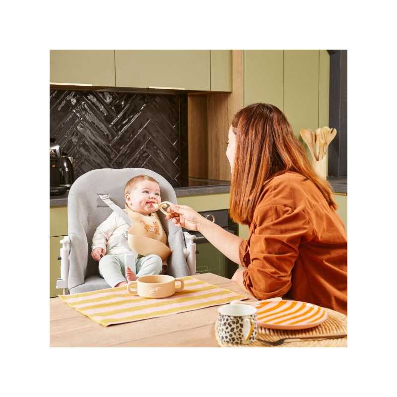 Cuillère de dentition 2 en 1 bébé silicone beige Babymoov