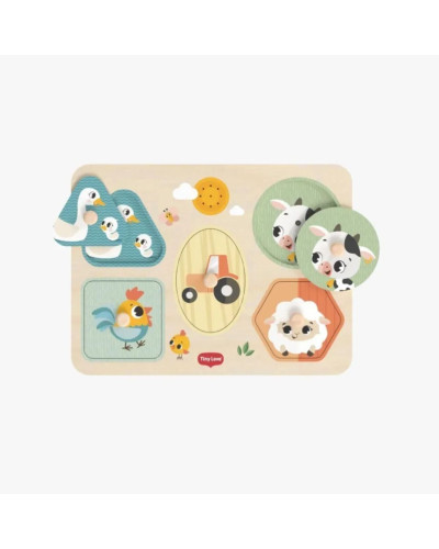 Puzzle sonore en bois Farmers Funday de Tiny Love avec 5 pièces animaux de la ferme