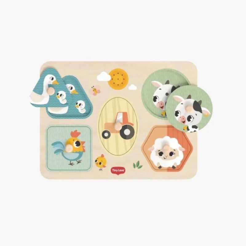 Puzzle sonore en bois Farmers Funday de Tiny Love avec 5 pièces animaux de la ferme