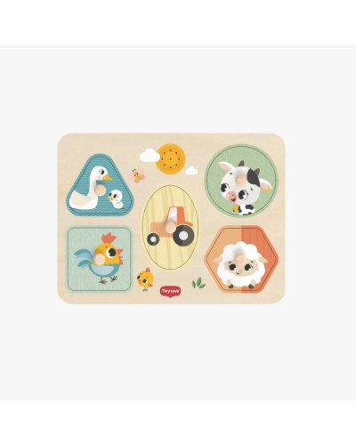 Puzzle sonore en bois Farmers Funday de Tiny Love avec 5 pièces animaux de la ferme