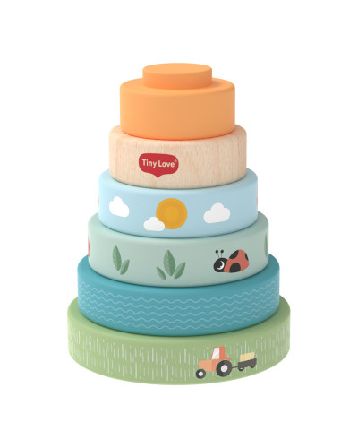 Farmers Funday wooden stacking tower Tiny Love
