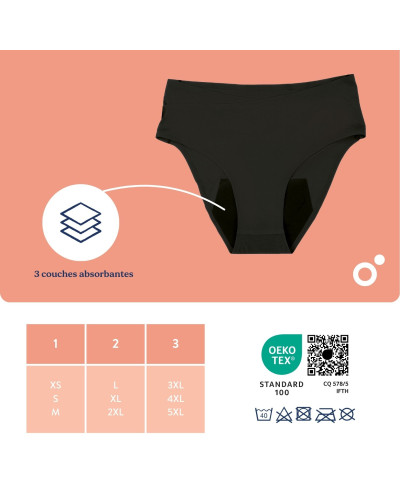 Culotte post-partum et menstruelle Flowly Black, L/XL/2XL