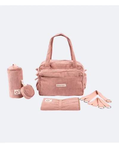 Sac à langer Fluffy en velours côtelé Rose