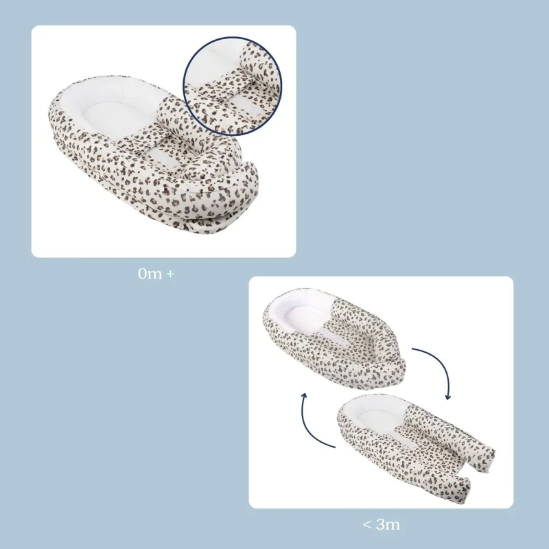 Réducteur de lit Cocoon Leopard Cream Doomoo pour nouveau-né, motif léopard Réducteur de lit Cocoon Leopard Cream Doomoo pour nouveau-né, motif léopard