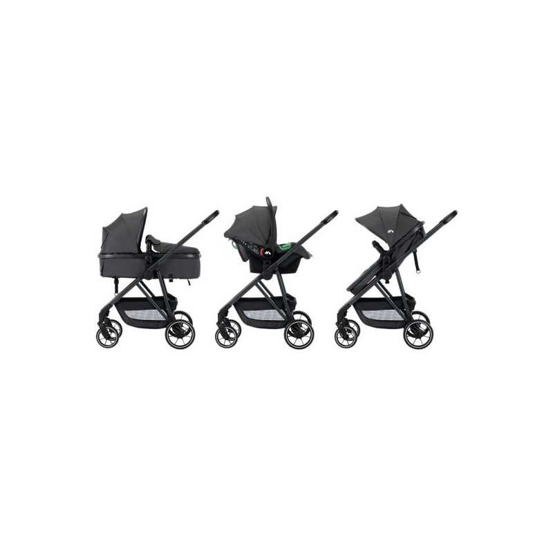 Poussette trio Brume Bébé Confort Mineral Graphite, détail du siège auto i-Size sur le châssis