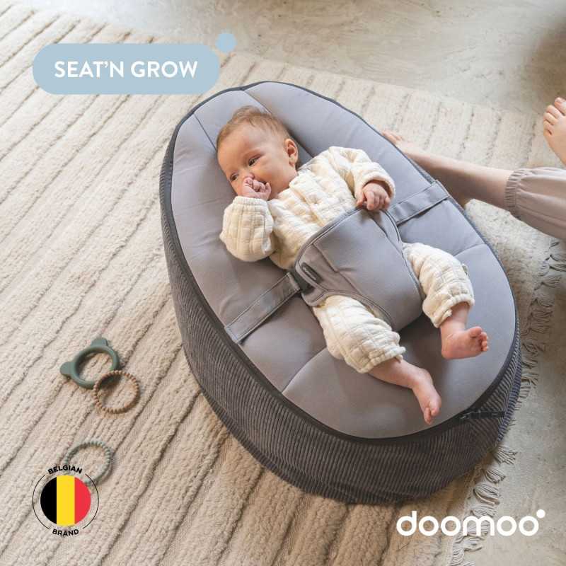 Transat pouf évolutif Seat’n Grow Grey Doomoo en coton biologique, de 0 à 25 kg