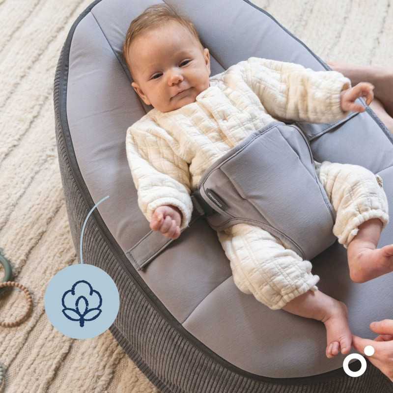 Transat pouf évolutif Seat’n Grow Grey en coton bio Doomoo