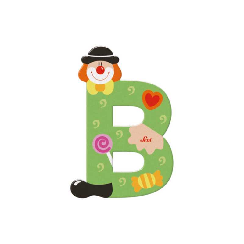 Lettre B clown en bois Sevi (10 cm)