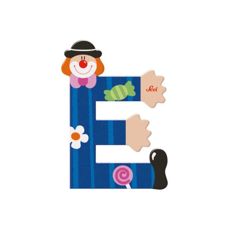 Lettre E clown en bois Sevi (10 cm)