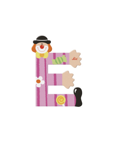 Letra E de madera Clown 10 cm Sevi