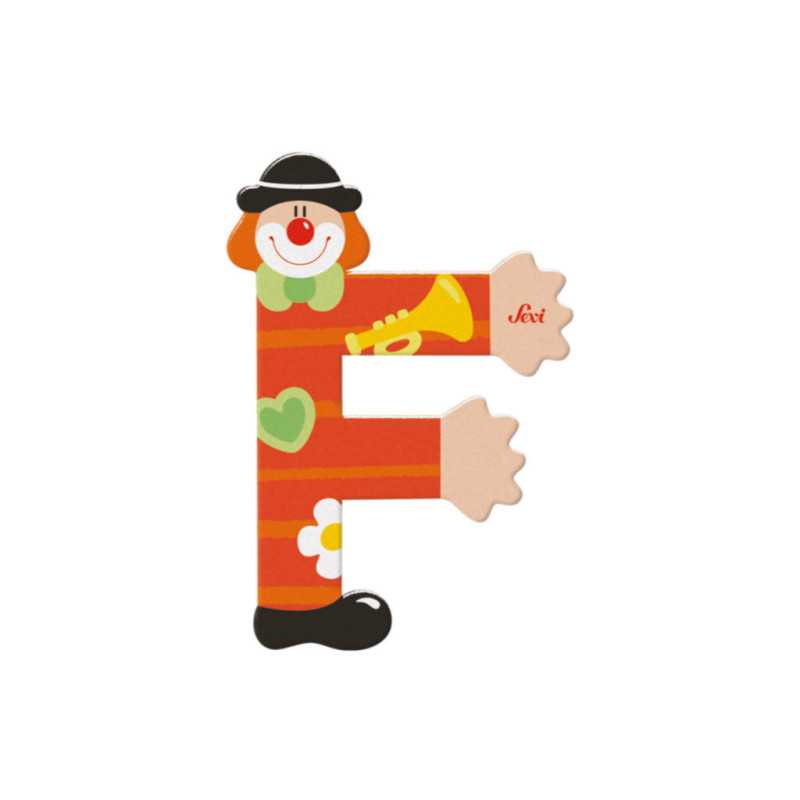 Lettre F clown en bois Sevi (10 cm)