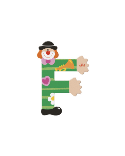 Lettre F clown en bois Sevi (10 cm)