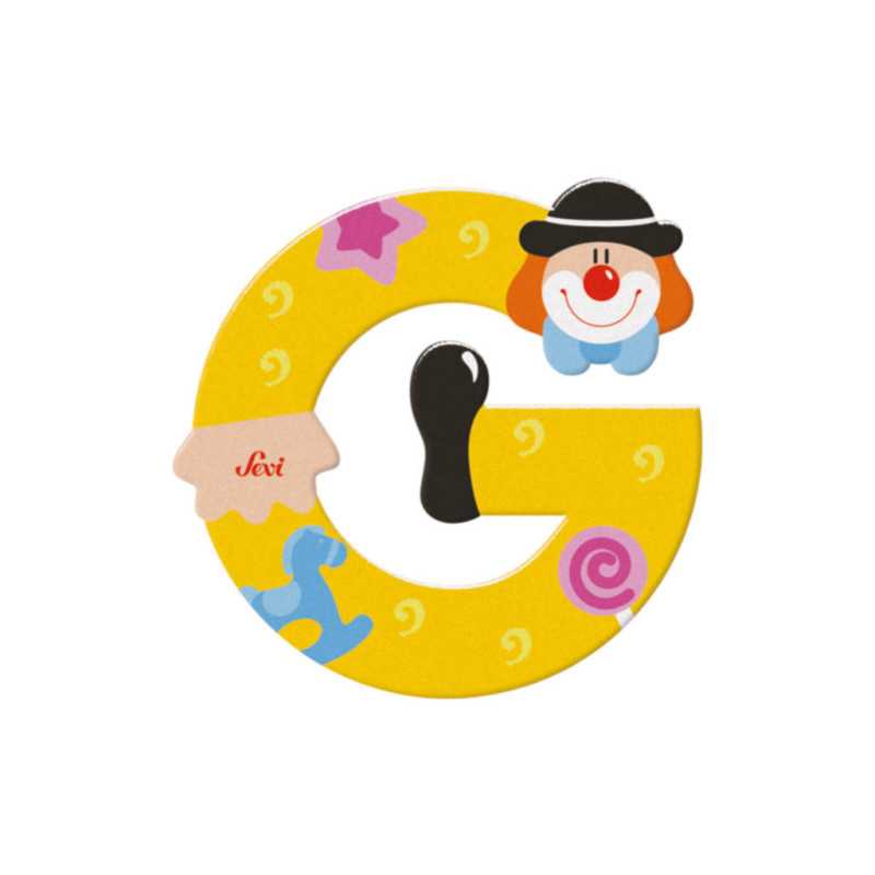 Letra G de madera Clown 10 cm Sevi