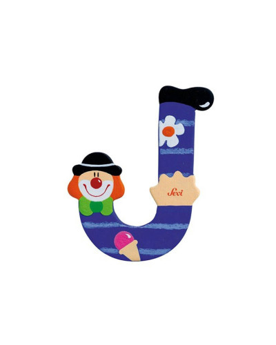 Clown wooden letter J (10 cm) Sevi