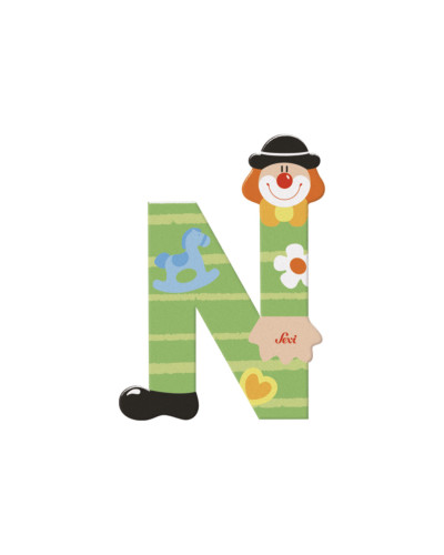 Lettre N clown en bois Sevi (10 cm)