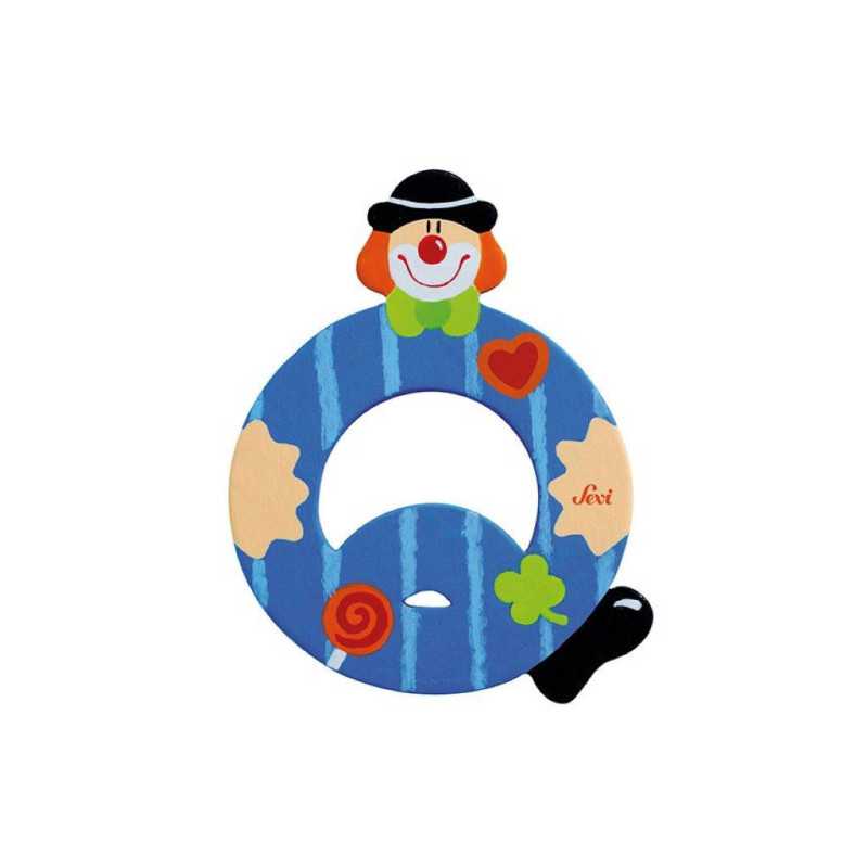 Letra Q de madera Clown 10 cm Sevi