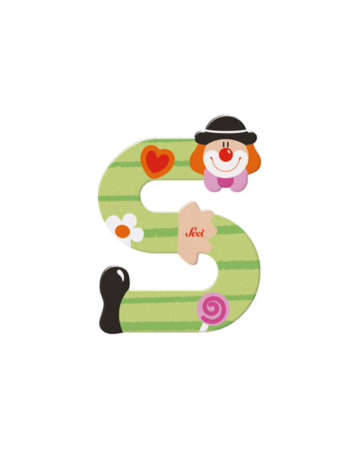 Clown wooden letter S (10 cm) Sevi