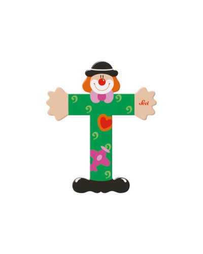 Lettre T clown en bois Sevi (10 cm)