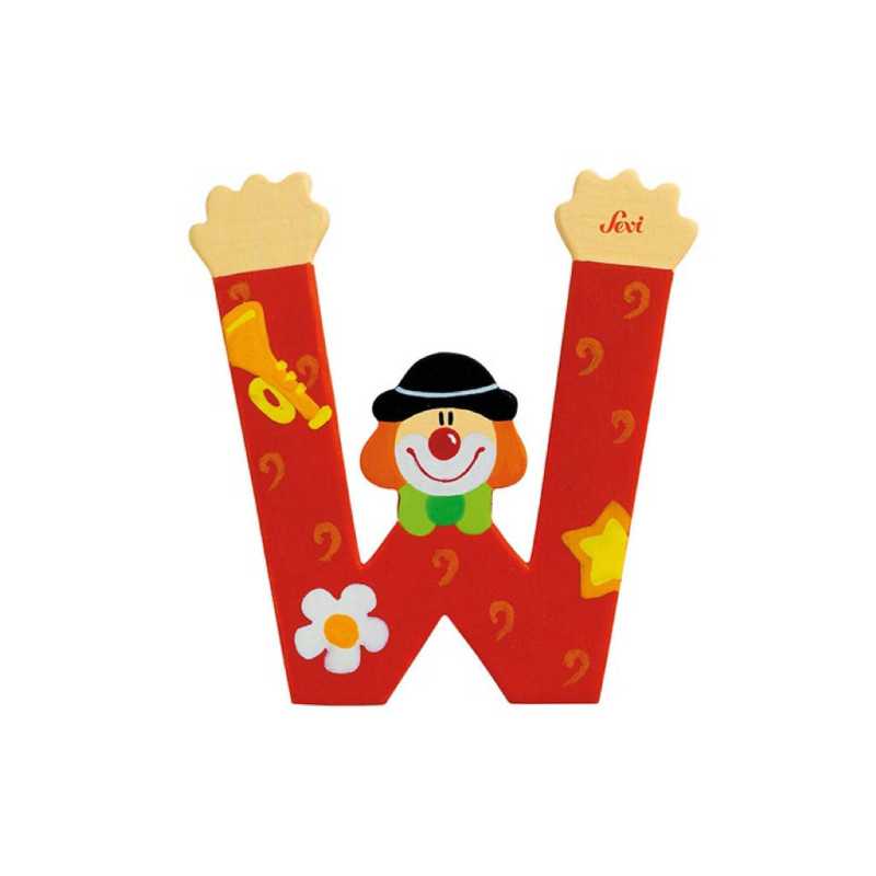 Lettre W clown en bois Sevi (10 cm)