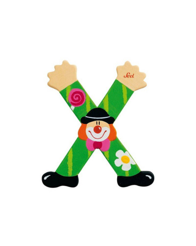 Letra X de madera Clown 10 cm Sevi