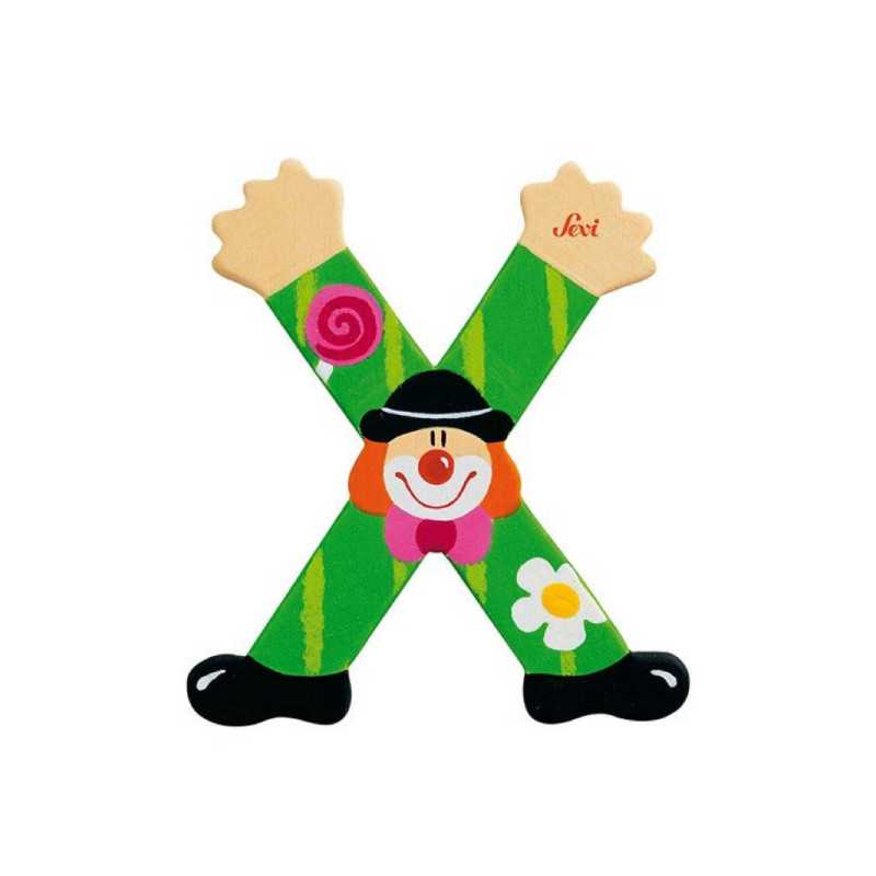 Lettre X clown en bois Sevi (10 cm)