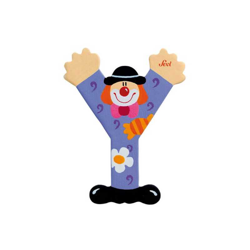 Letra Y de madera Clown 10 cm Sevi