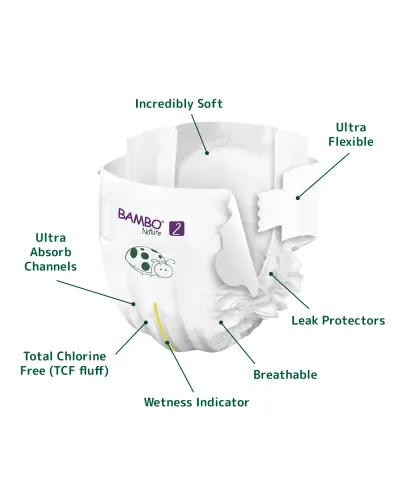 Pañales Bambo Nature talla 2 (3-6 kg) – detalle del producto