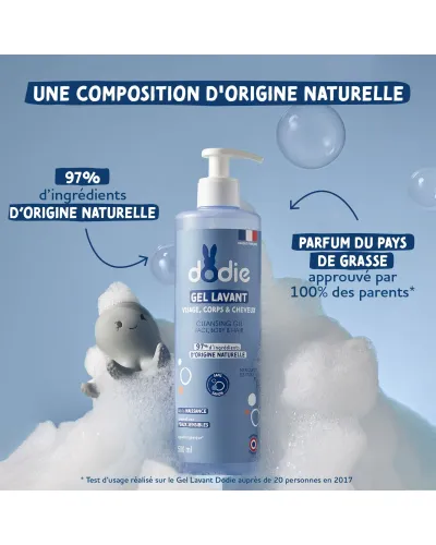 Gel lavant 3 en 1 Dodie 500 ml – vue de face
